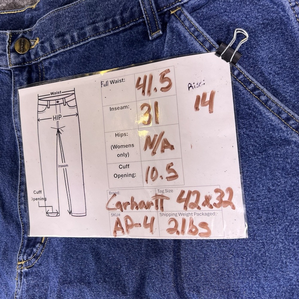 Carhartt B13 DPS Carpenter Jeans Men 41x31 Blue Loose Fit Workwear Utility Denim - Picture 3 of 14